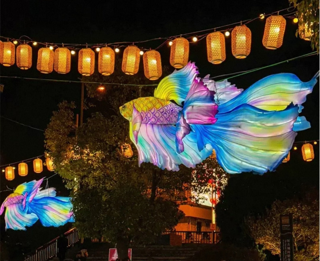 Hanging Festival Fish Light Sculpture