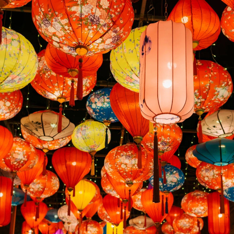 Floral Chinese Silk Lantern
