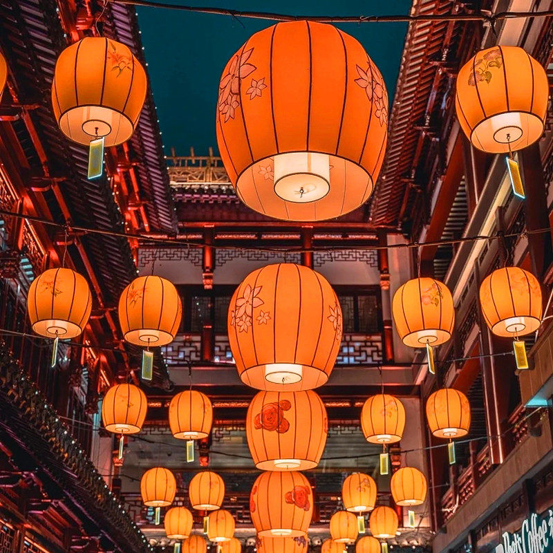 Floral Chinese Silk Lantern
