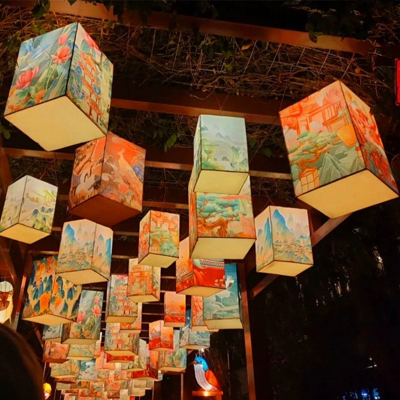 Floral Chinese Silk Lantern