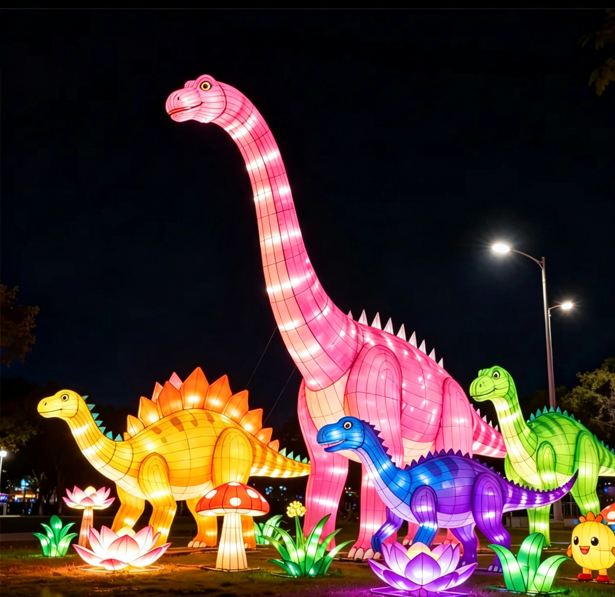 Outdoor Dinosaur Festival Light Sculpture
