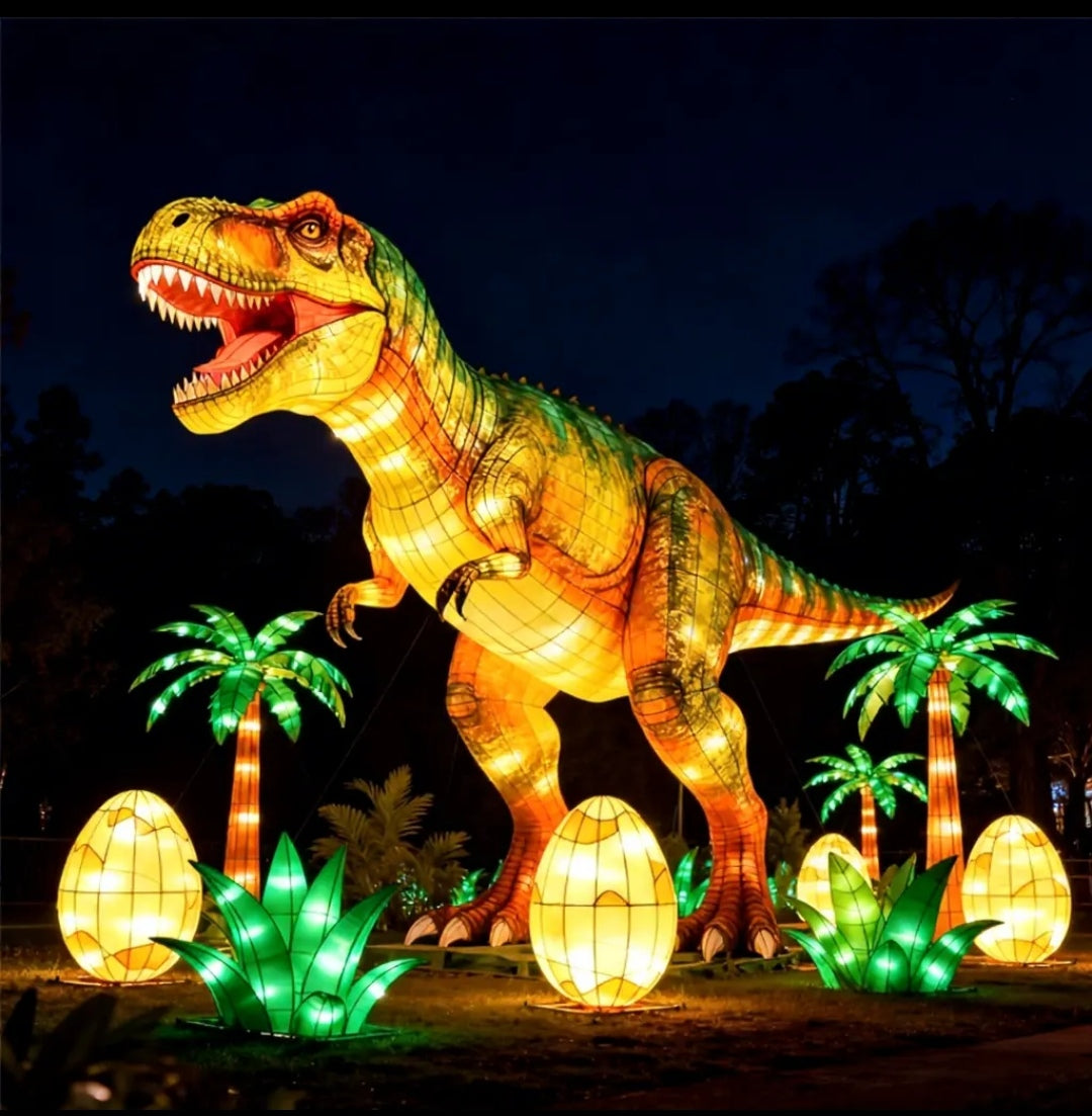 Outdoor Dinosaur Festival Light Sculpture